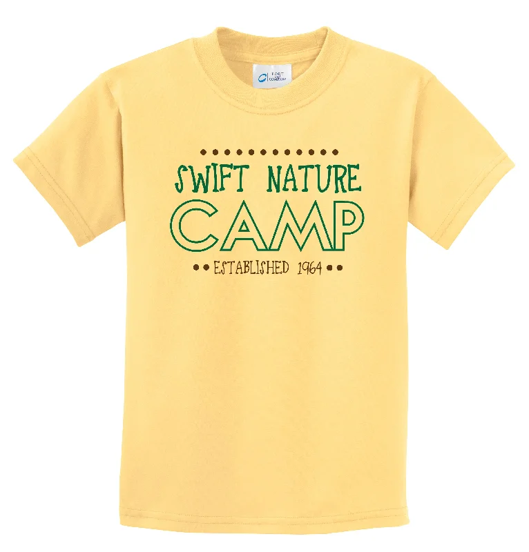 Camping hiking trail mist-Swift Nature Camp Established Tee