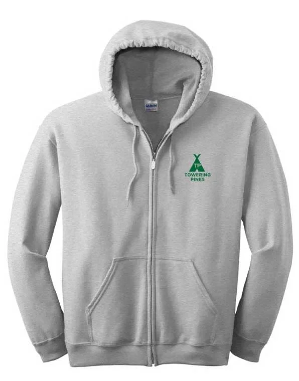 Camping hiking trail spin-Towering Pines Camp Zip Hoodie