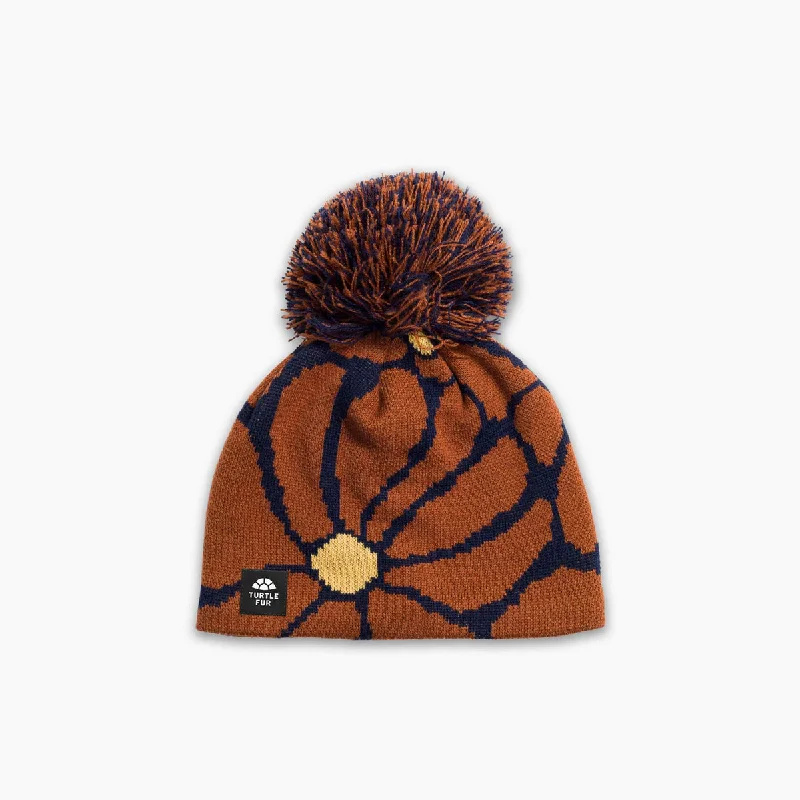 Camping hiking nature peace-Bloom Bloom Pom Beanie - Russet