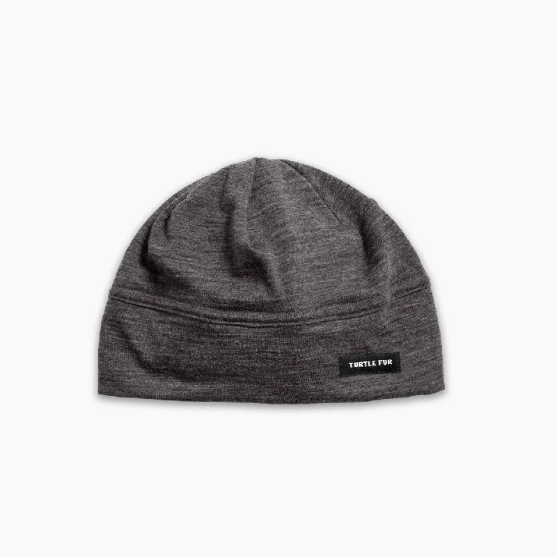 Camping hiking trail twist-Carefree Superfine Merino Wool Beanie - Charcoal