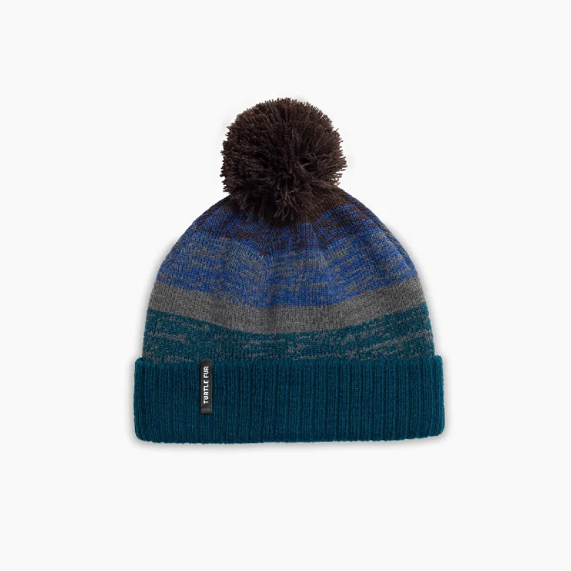 Camping hiking nature flare-Fade Pom Beanie - Dark Teal