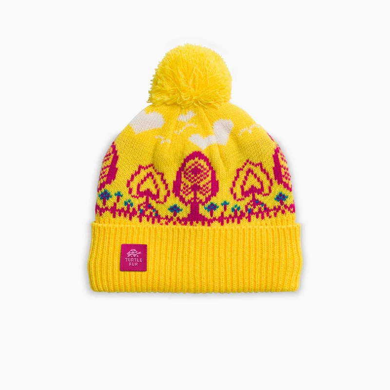 Camping hiking outdoor shine-Kids' Tree Lover Pom Beanie - Sunshine