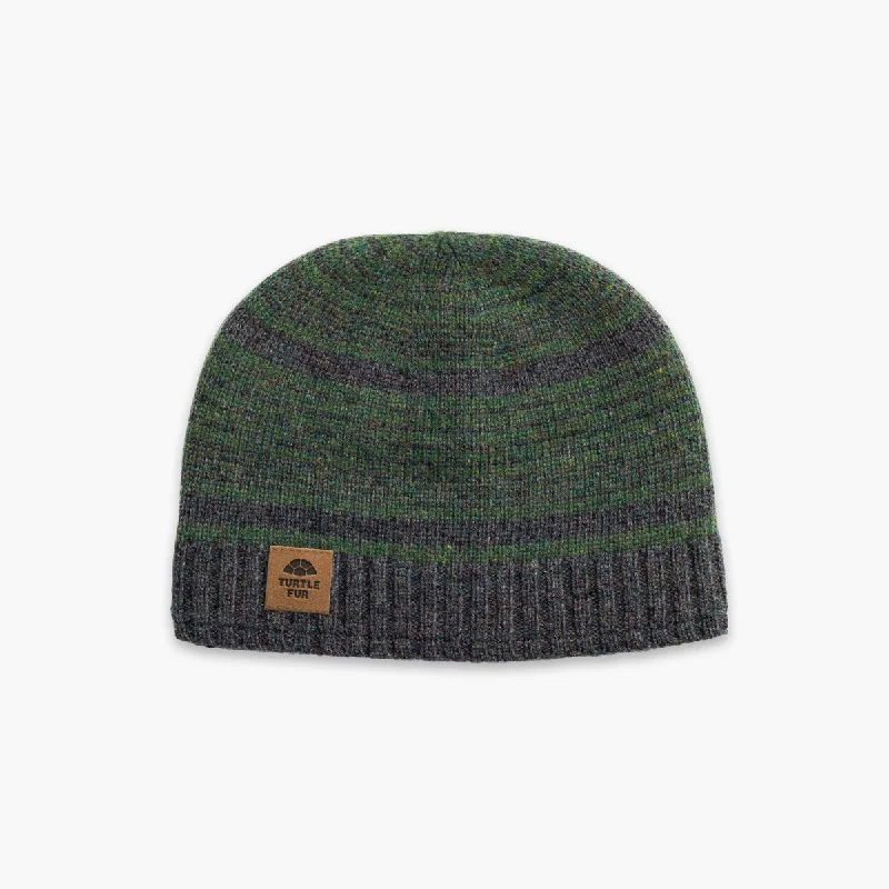 Camping hiking rugged treks-Lambswool Schist Beanie - Dark Green