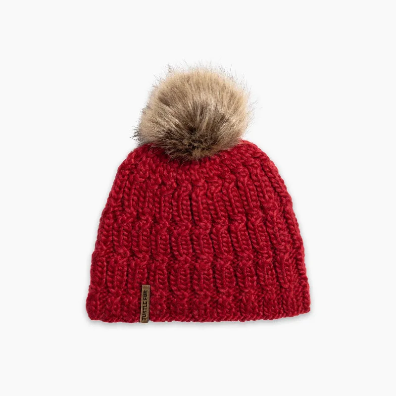 Camping hiking gear vibe-Merino Wool Fifi Faux Fur Pom - Red