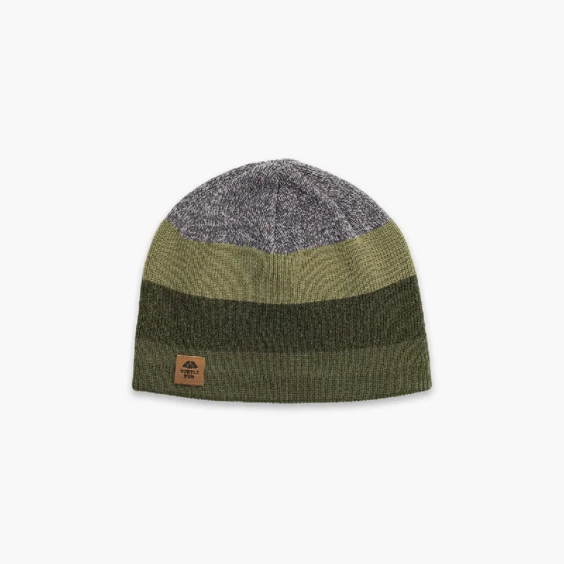 Camping hiking trail climb-Ocean Ragg Wool BTV Beanie - Dark Green