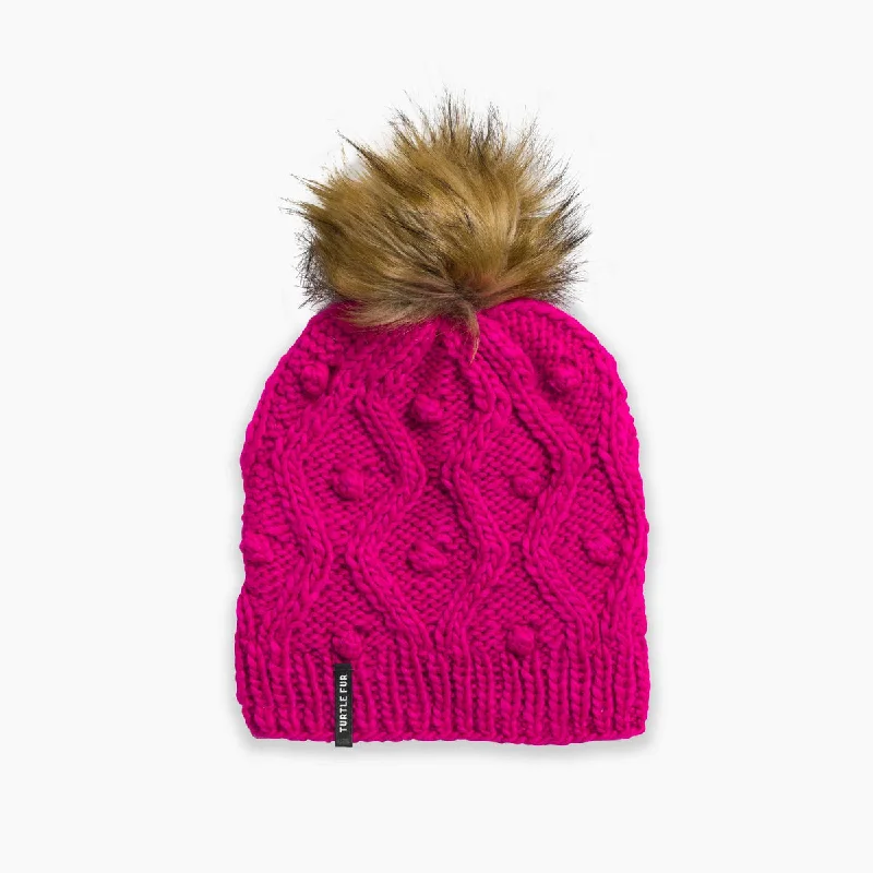 Camping hiking trail crowns-Piper Pom Beanie - Fuchsia