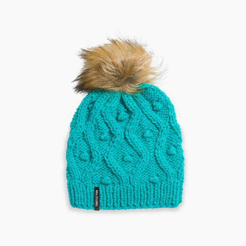 Camping hiking gear trends-Piper Pom Beanie - Turquoise